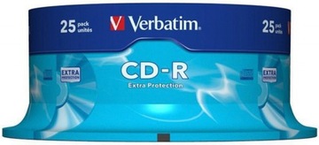 VERBATIM CD-R, 700 МБ, СКОРОСТЬ 52X, CAKE, 25