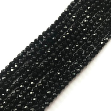 698- Jadeit Kulka 4mm Sznur Czarny Fasetowany