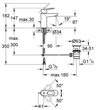 GROHE СМЕСИТЕЛЬ ДЛЯ ДУША ДЛЯ РАКОВИНЫ + РАДУГА