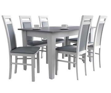 biały stół 80x120x165 + 6 krzeseł zestaw mebli