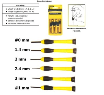 STANLEY Часовые отвертки, набор из 6 шт.