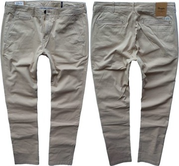WRANGLER CHINO beżowe CAMEL zwężane W30 L34