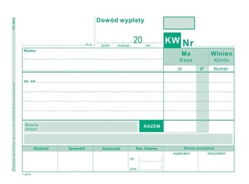 402-5 KW Dowód Wypłaty Kasowe Bankowe A6 80K