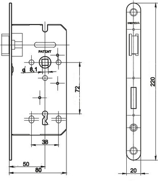 Замок Gerda ZW100 72/50 Золото оцинкованный с ключом