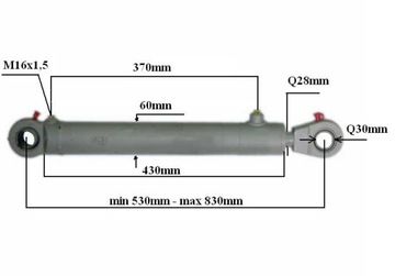 Siłownik hydrauliczny dwustronny wysuw 300mm