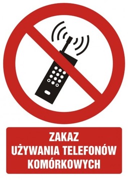 Zakaz używania telefonów FOLIA naklejka 10,5x14,8