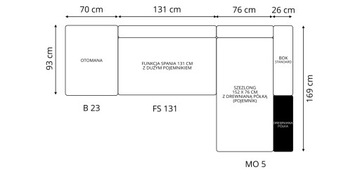 NAROŻNIK SOFA MASSIMO Z7 SPANIE 3x POJEMNIK PÓŁKA