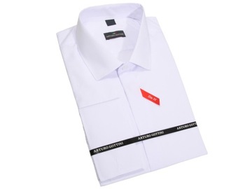 KOSZULA BIAŁA GŁADKA NA SPINKI 37 170-176 SLIM