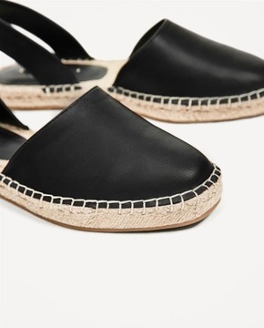 ZARA ESPADRYLE BUTY CZARNE PODESZWA Z JUTY 40