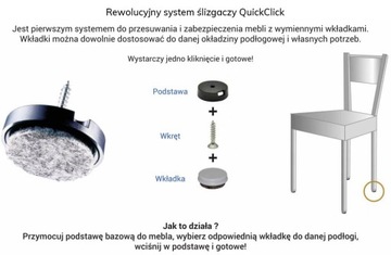 Ślizgacz meblowy, podłogowy 40mm delikatny wkład