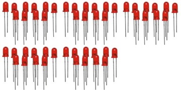 DIODY LED 5MM CZERWONE ZESTAWY KOMPLET 50SZT