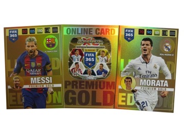 PANINI FIFA 365 2017 3 KARTY LIMITED MESSI BARCELONA MORATA REAL RONALDO