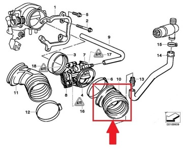 РЕЗИНОВАЯ ТРУБКА РАСХОДОМЕР BMW 3 E36 13541740073