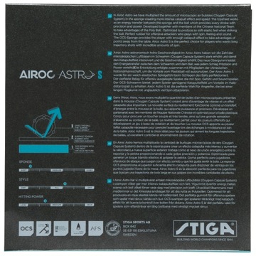 STIGA AIROC ASTRO S 1.9 черная подкладка, настольный теннис