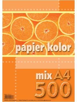 Papier kolorowy A4 KRESKA mix 500 5 kolorów JAKOŚĆ