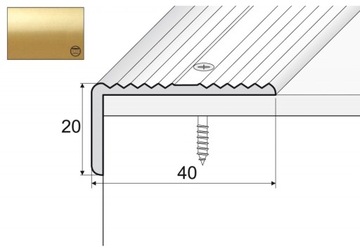 Kątownik aluminiowy A33, 120cm ZŁOTO 40x20mm