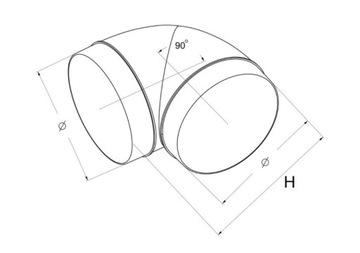 Колено круглого воздуховода 90°, диаметр трубы AWENTA 150 мм.