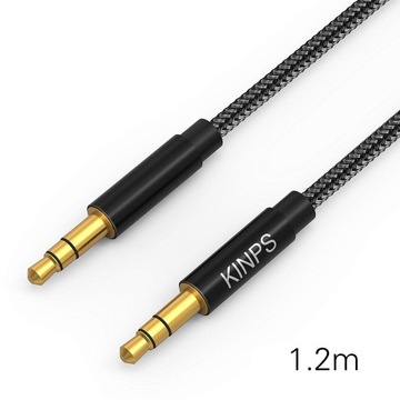 KABEL AUX minijack 3.5mm 1,2M NYLON WZMACNIANY