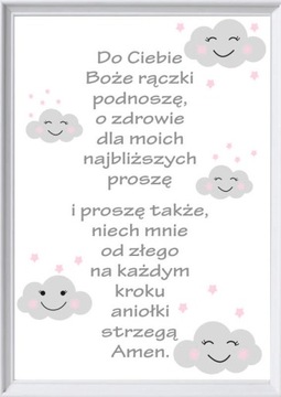 A3 PLAKAT modlitwa A3 ANIELE BOŻY chrzest, roczek