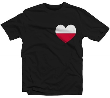 KOSZULKA T-SHIRT SERCE FLAGA POLSKA L