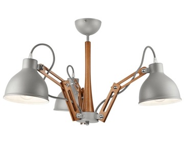 3 SREBRNA LAMPA PAJĄK DREWNO CALVADOS LOFT SKANDI