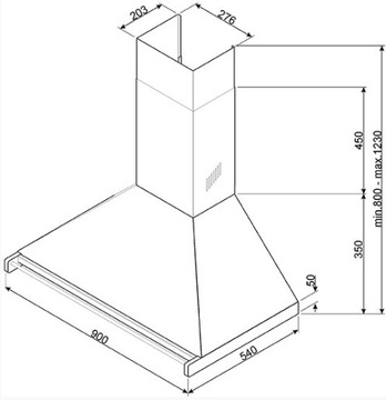 OKAP PRZYŚCIENNY SMEG KD90HAE 90CM Antracytowy