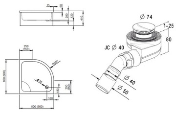 RADAWAY NAXOS C ДУШЕВОЙ ПОДДОН 90x90 + СИФОН