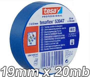 TESA 53947 TAŚMA IZOLACYJNA 19mm/20m NIEBIESKA