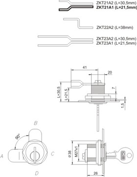 ZKT2 ARES КАССЕТНЫЙ ЗАМОК с одним ключом