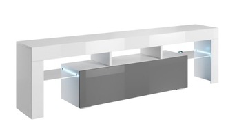 Szafka RTV pod TV biały połysk+ grafit połysk 138 cm Vera Mini