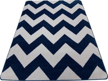 Dywan granatowy 200x290 w ZYGZAK CHEVRON granat