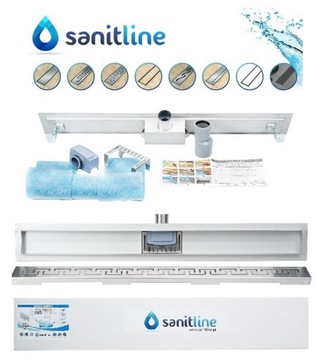 SANITLINE ODPŁYW LINIOWY 60cm KOMPLET + WZORY