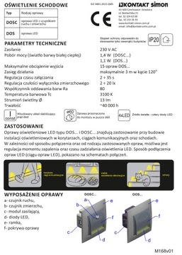 SIMON 54 lampka oprawa schodowa LED biała 230V