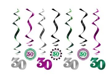 GIRLANDA ŚWIDERKI DEKORACYJNE 30 URODZINY-7SZT-852