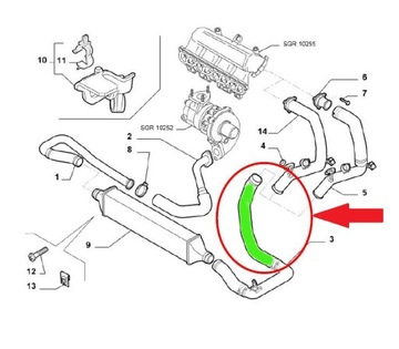 ШЛАНГ ТУРБОИНТЕРКУЛЕРА FIAT NUOVA PUNTO 1.3D