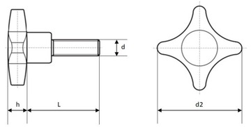 Ручки с резьбовым штифтом M10x40 DIN 57046.