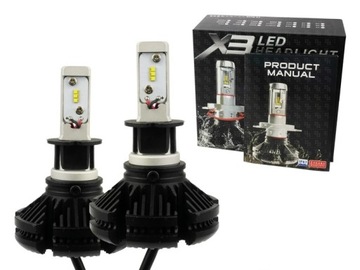 ŻARÓWKI SAMOCHODOWE LED H3 12000lm X3 ZES 50W 12V 24V CANBUS RADIATOR 2szt