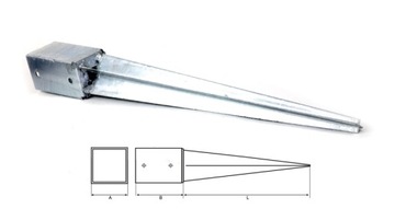 PODSTAWA SŁUPA KOTWA WBIJANA 60x60x750mm WSPORNIK