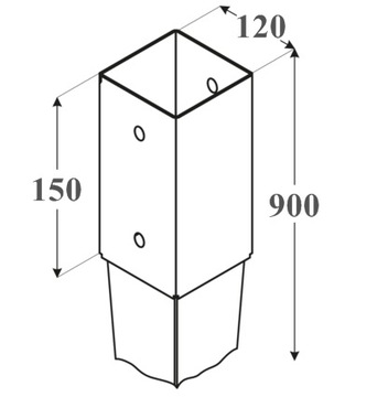Основание столба, забивной анкер, кронштейн 120х900ммHIT