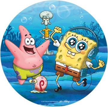 OPŁATEK NA TORT SPONGEBOB GĄBKA OKRĄGŁY GRUBY 20CM