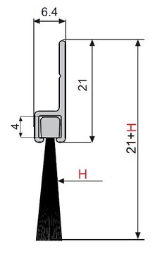 ПОЛОСНОЕ УПЛОТНЕНИЕ С ЩЕТКОЙ PROFIX L-2000мм H-35мм