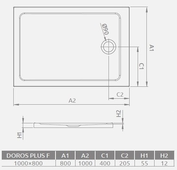 RADAWAY ДУШЕВОЙ ПОДДОН ПРОСТОК ДОРОС ПЛЮС F 100x80x5,5см