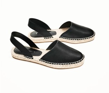 ZARA ESPADRYLE BUTY CZARNE PODESZWA Z JUTY 40