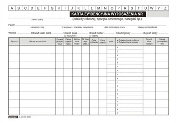 KARTA EWIDENCJI WYPOSAŻENIA A5 50k druk Emeko 035