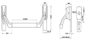 Рычаг антипаника ASSA ABLOY для замка 72/92 мм