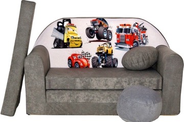 KANAPA SOFA ŁÓŻKO Materac dla dzieci pufa+poduszka