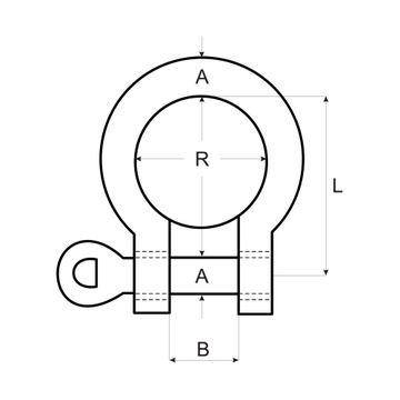 Дужка Omega, НЕРЖАВЕЮЩАЯ НЕржавеющая сталь, Кислотостойкая, 6 мм, 1 шт.