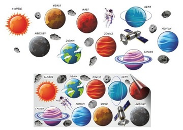 Naklejki - KOSMOS Planety UKŁAD SŁONECZNY - Zestaw