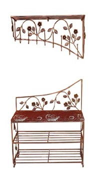Zestaw KWIATEK półka szafka kuta wieszak 70 cm