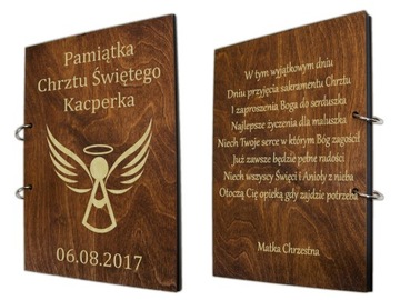 ДЕРЕВЯННЫЙ ФОТОАЛЬБОМ, ПОДАРОК ​​К КРЕСТИНИЮ, ГРАВИРОВКА
